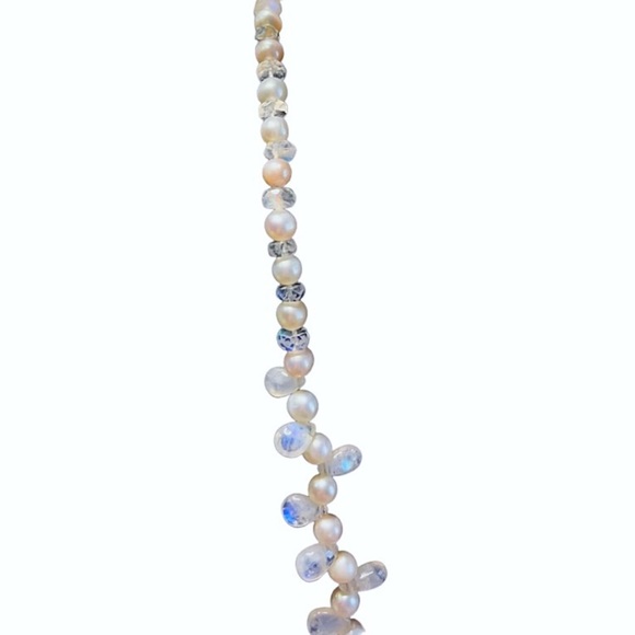 Hand Made Moonstone Pearl Statement Necklace - Picture 8 of 13